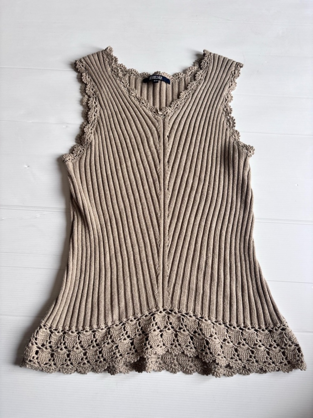 Le Grenier Knit Tank Top Womens Medium Y2K Crochet Boho